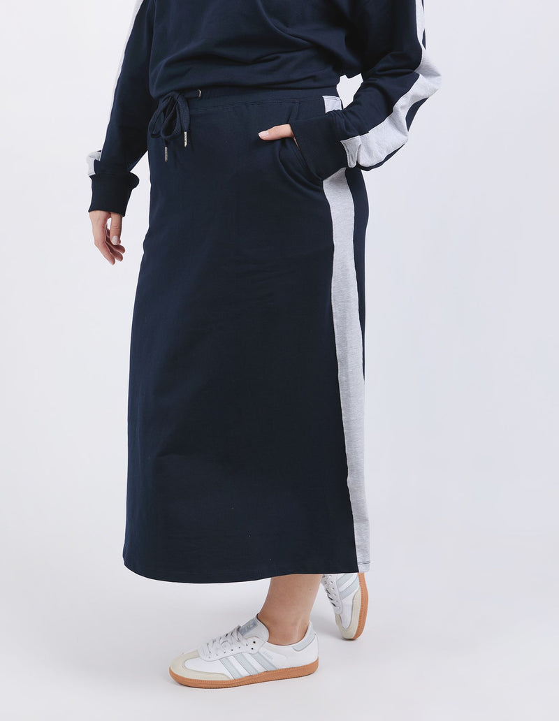 Sloane Fleece Skirt - Navy/Grey Marle Trim