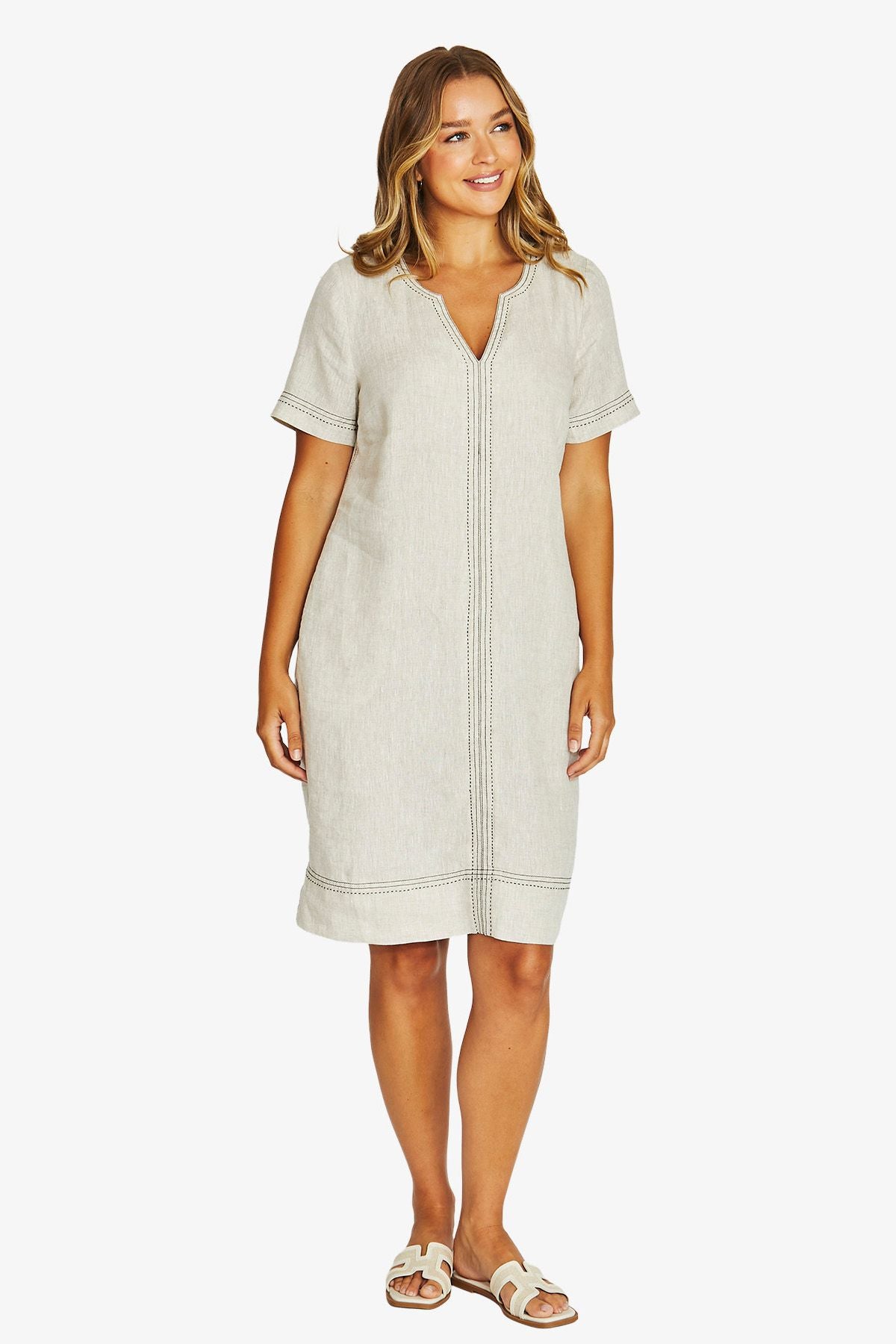 Tack Stitch Dress / Nat Flax