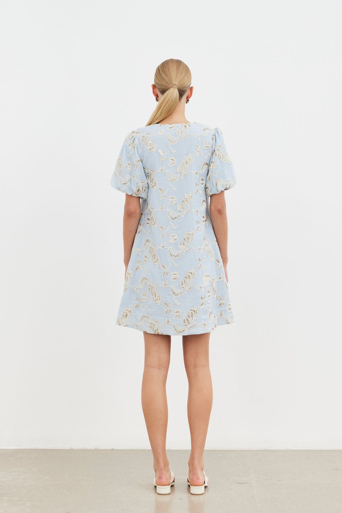 Harmony Mini Dress - Baby Blue Embroidery