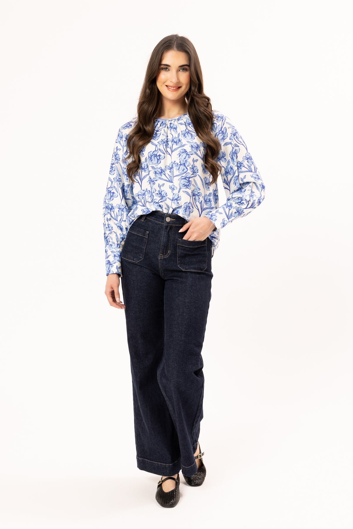 Centered Top / Blue Bloom - Girl Next Door Fashion