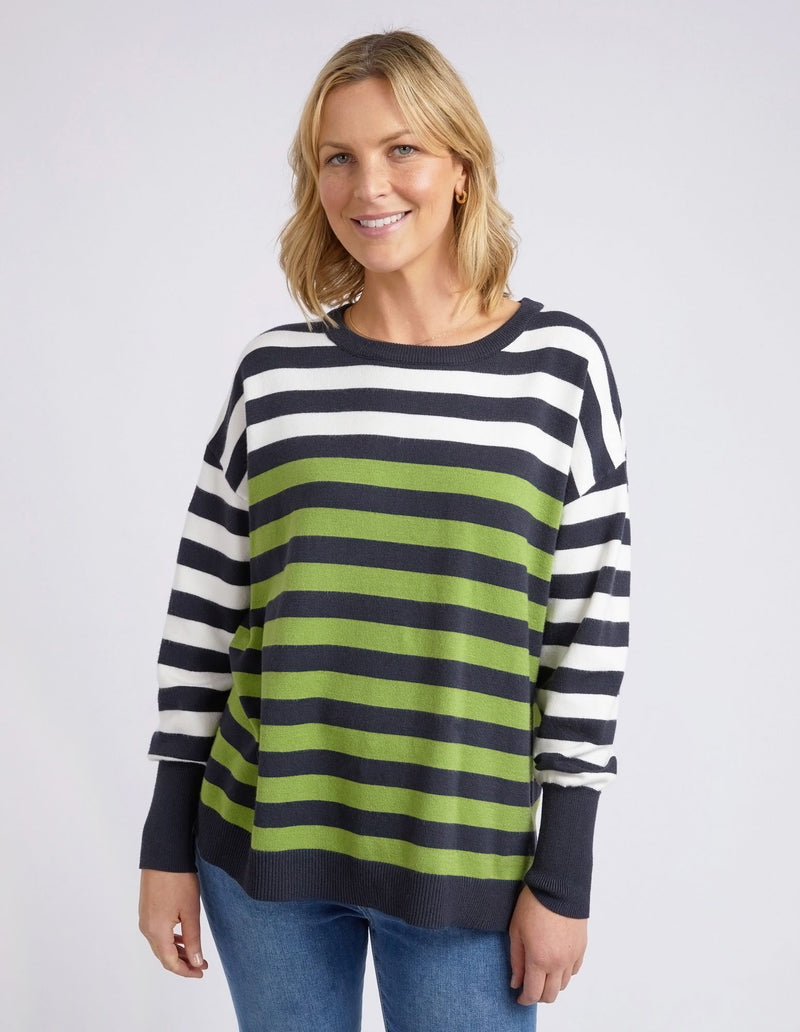 Lexi Stripe Knit - Green/Navy/White Stripe