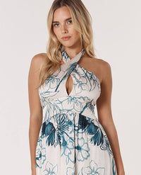 Solstice Palms Halter Dress - Palm Print