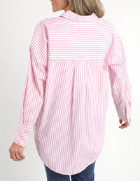 Delia Stripe Shirt - Strawberry