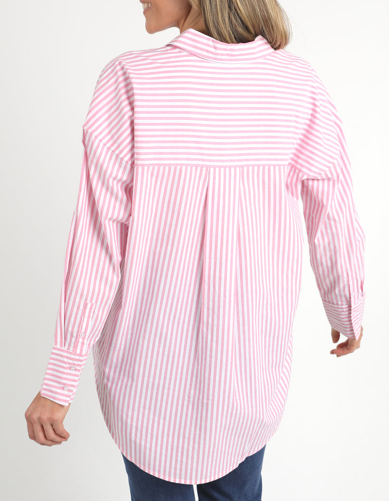 Delia Stripe Shirt - Strawberry