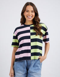 Shelter Splice Tee - Key/Navy/Pink Stripe