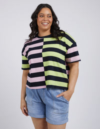 Shelter Splice Tee - Key/Navy/Pink Stripe