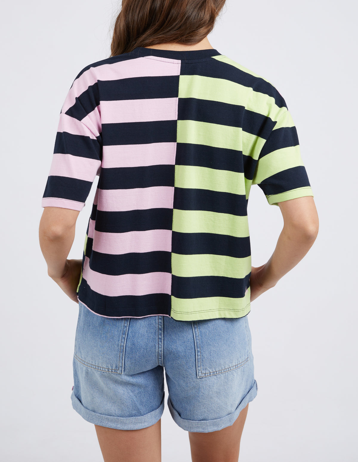 Shelter Splice Tee - Key/Navy/Pink Stripe