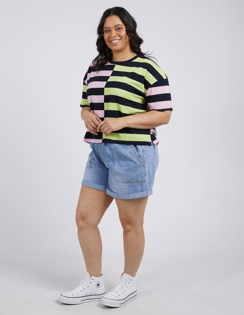 Shelter Splice Tee - Key/Navy/Pink Stripe