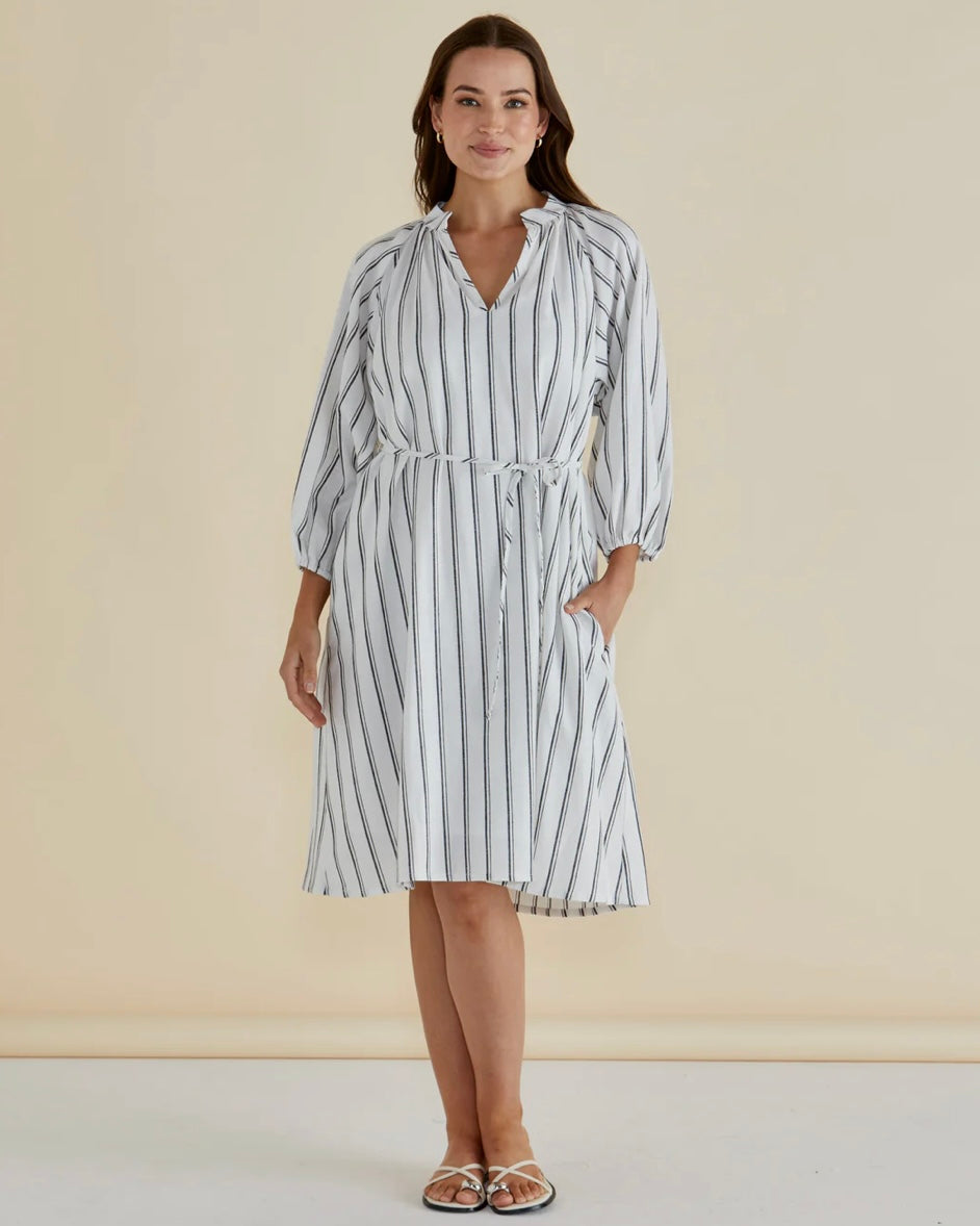 Jenna Dress / Black & White Stripe