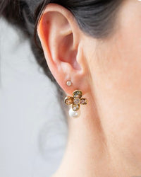 Gem Petals & Pearl Drop Earring