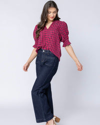 Relaxed Butterfly Top / Hot Pink Texture Check