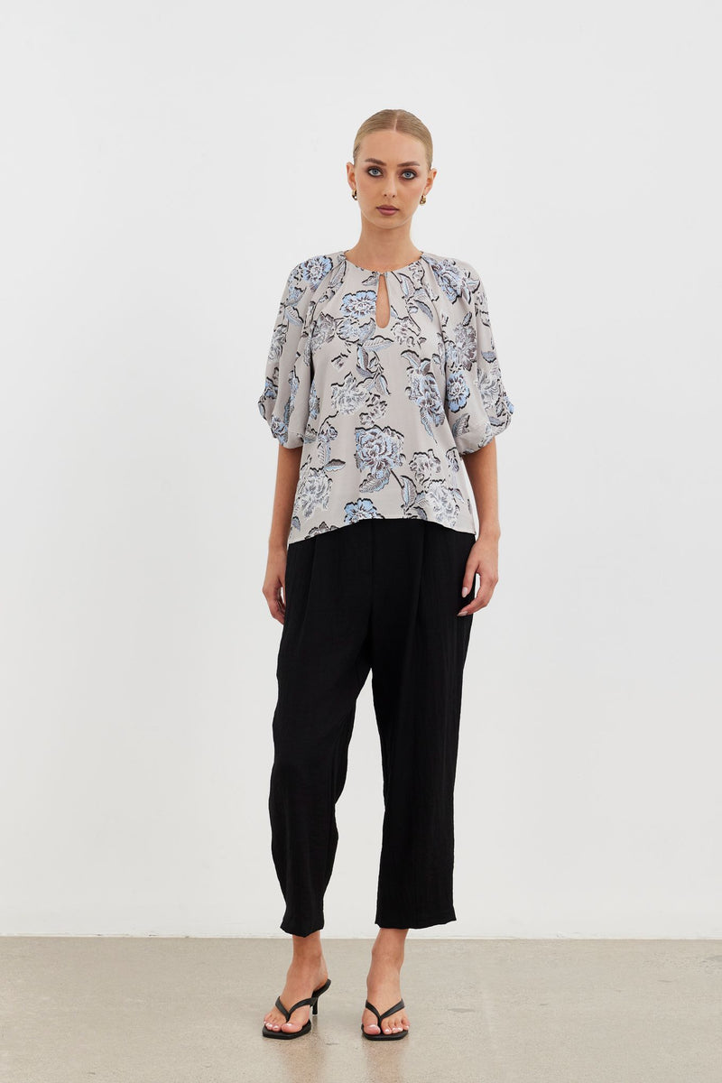 Aurora Puff Sleeve Top - Blue Posey
