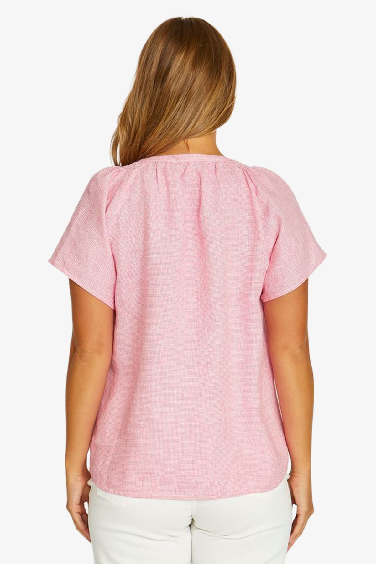 Mini Check Top / Hot Pink - White