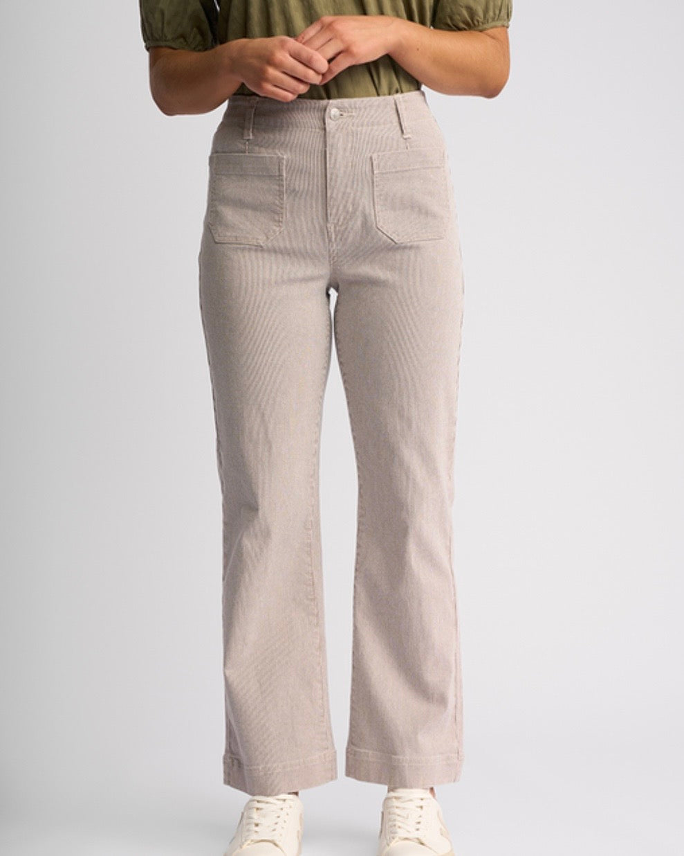 Daily Jean / Straight Leg Ankle Grazer / Ecru Stripe Denim