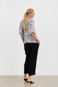 Aurora Puff Sleeve Top - Blue Posey