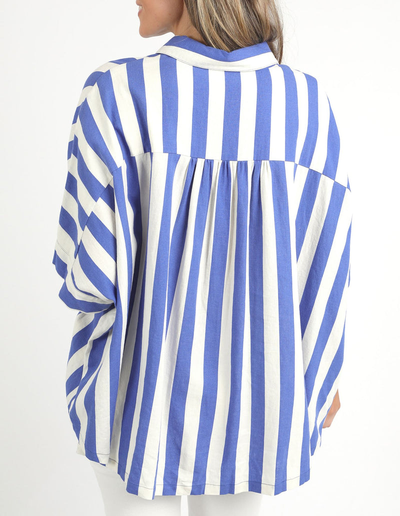 Palermo Stripe Shirt - Royal Blue/Marshmallow Stripe