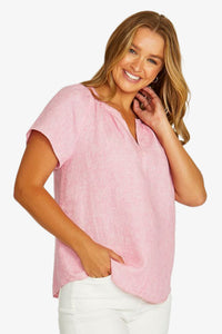 Mini Check Top / Hot Pink - White
