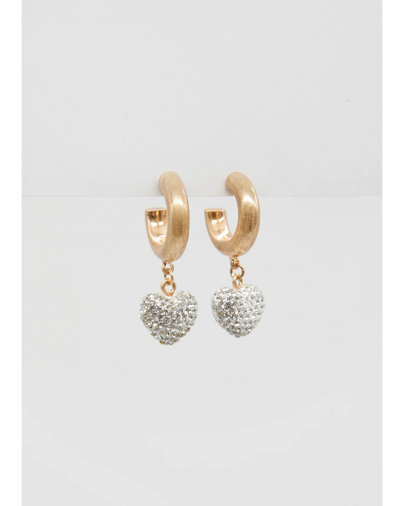 Earrings Crystal Heart - Gold