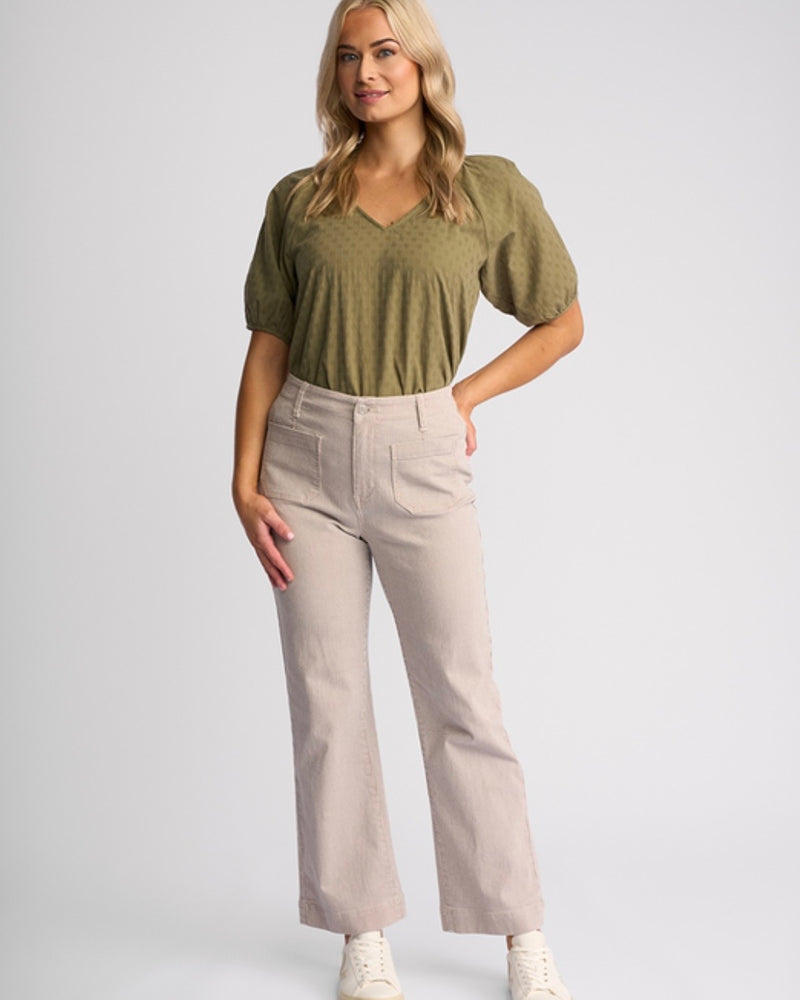 Daily Jean / Straight Leg Ankle Grazer / Ecru Stripe Denim