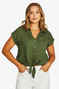 Tie Front Shirt / Everygreen