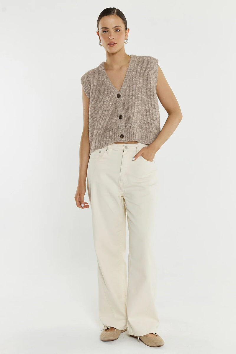 Lil Button Vest / Multi Fawn Brown