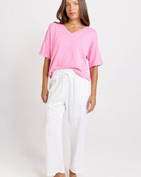 Palm Relax Pants/ White & Black Stripe