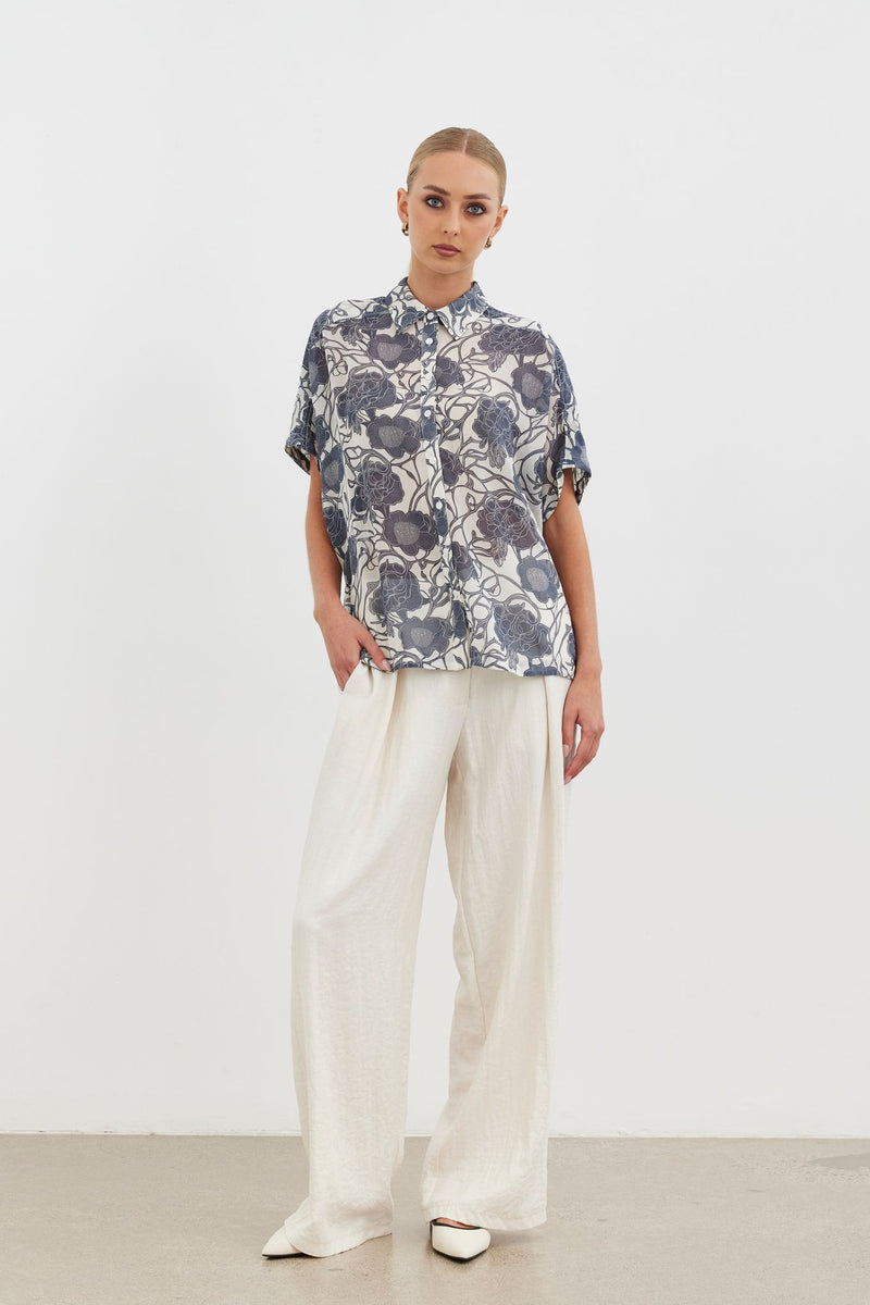 Elia Scoop Shirt - Ivory Atelier Bloom
