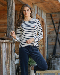 Lover Round Neck Top / Oat & Ink - Girl Next Door Fashion