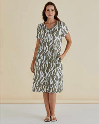 Elwood Dress / Olive Geometric Print
