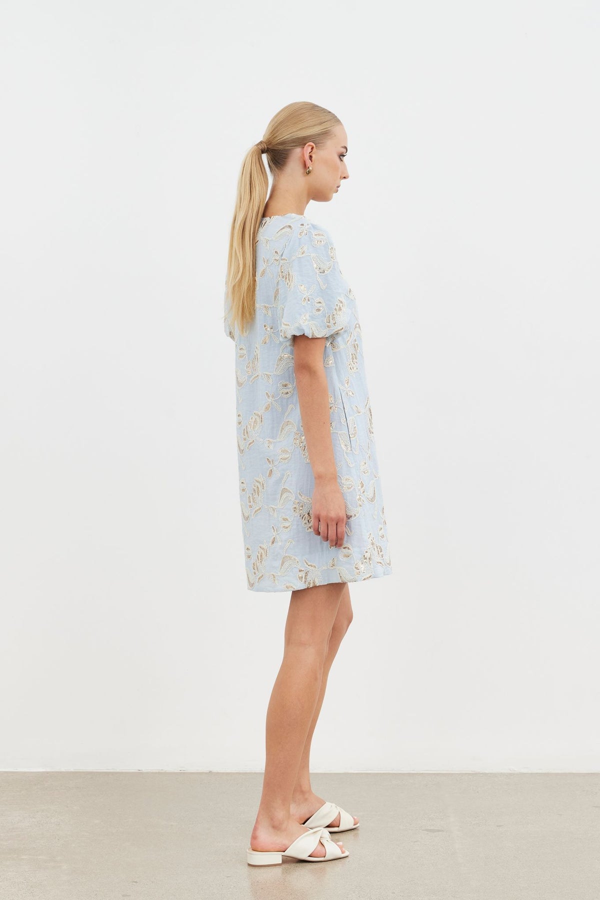Harmony Mini Dress - Baby Blue Embroidery