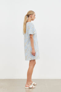 Harmony Mini Dress - Baby Blue Embroidery
