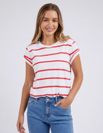 Manly Stripe Tee - White/Cayenne