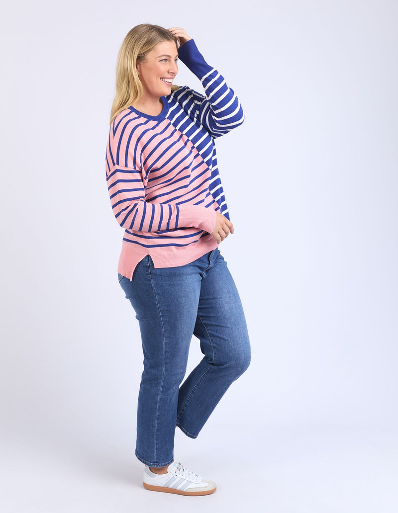 Louise Spliced Knit - Deep Blue/Pink Blush