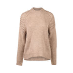 Bobble Detail Sweater with High Neck - Twig