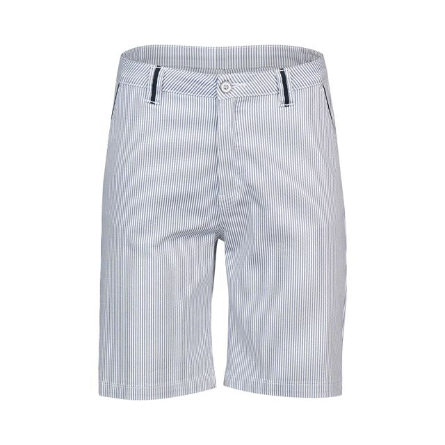 Slim Leg Above Knee Short with Contrast Trim - Ink/White Stripe