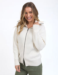 Maurie Zip Knit - Vintage White