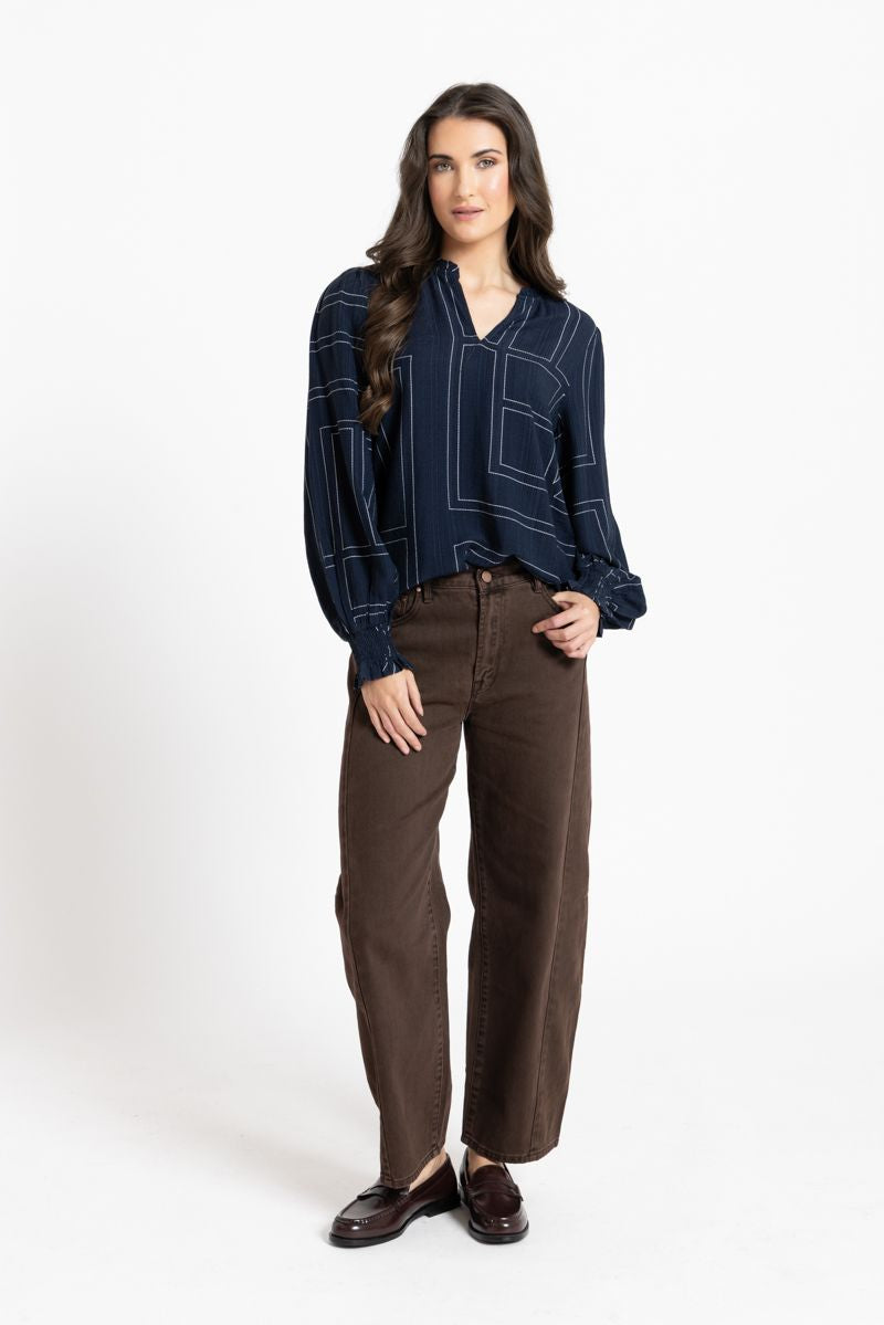 Movement Blouse / Navy Geo