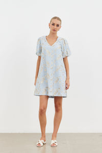 Harmony Mini Dress - Baby Blue Embroidery