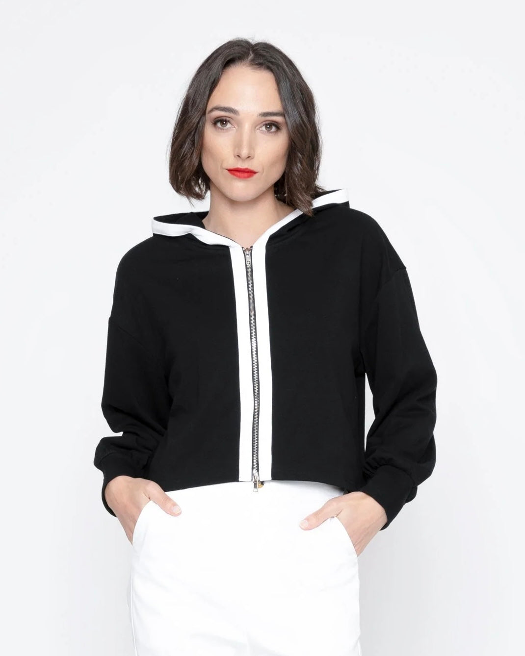 Sierra Hoodie / Black + White Trim