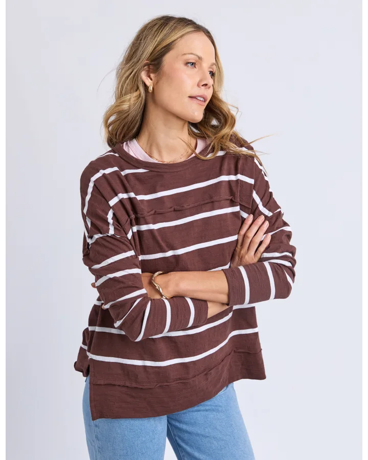Layne Stripe Throw On / Chocolate & White Stripe