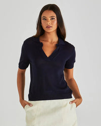 Abbie Knit Polo / Navy