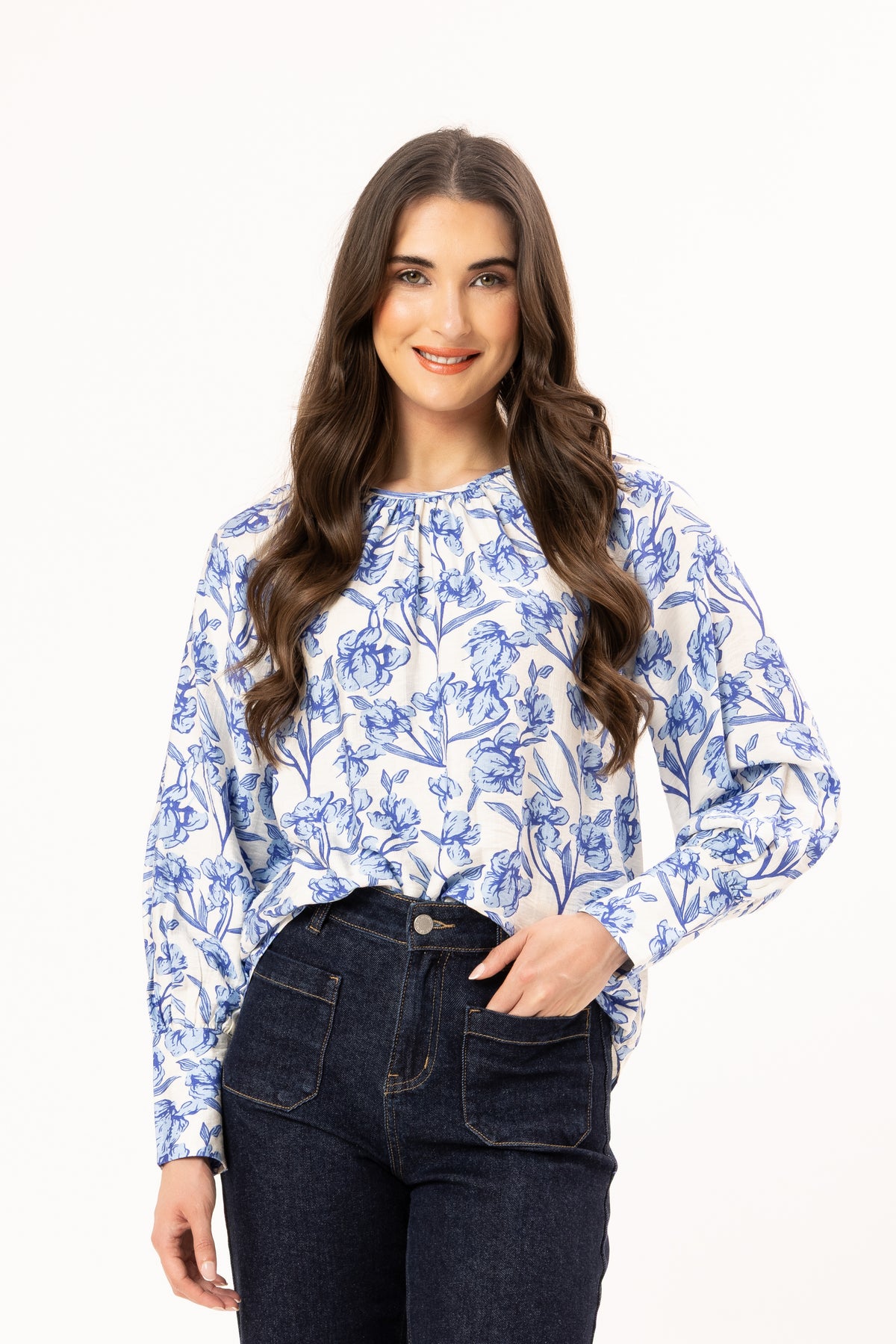 Centered Top / Blue Bloom - Girl Next Door Fashion