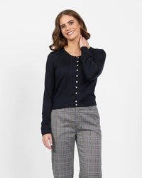 Merino Cropped Cardi - Black