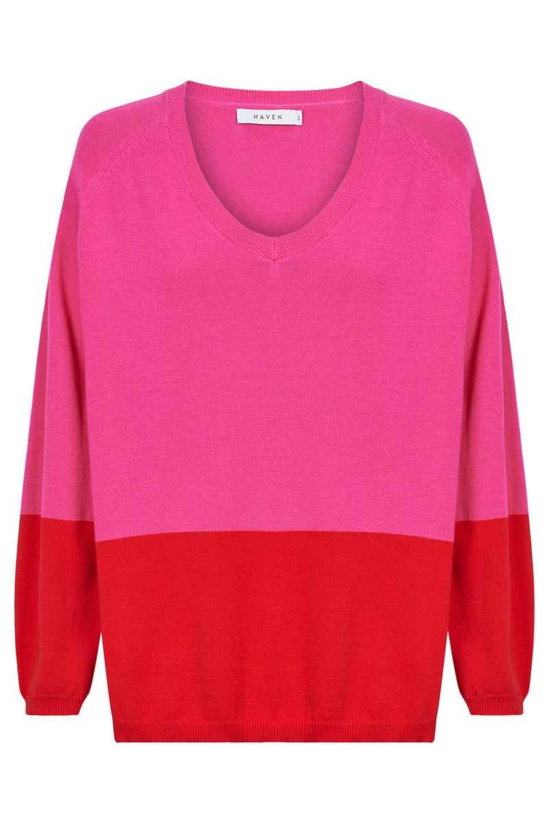 Casablanca Block Knit - Chilli/Pink