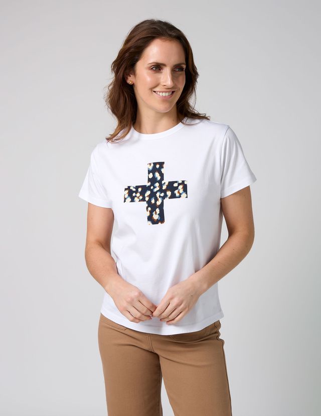 Ace Tshirt - White Leopard Cross
