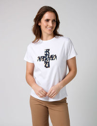 Ace Tshirt - White Leopard Cross