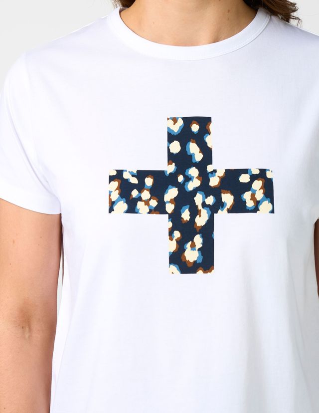 Ace Tshirt - White Leopard Cross