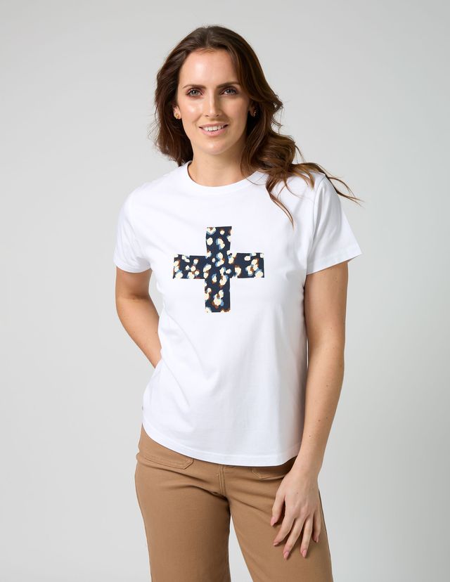 Ace Tshirt - White Leopard Cross