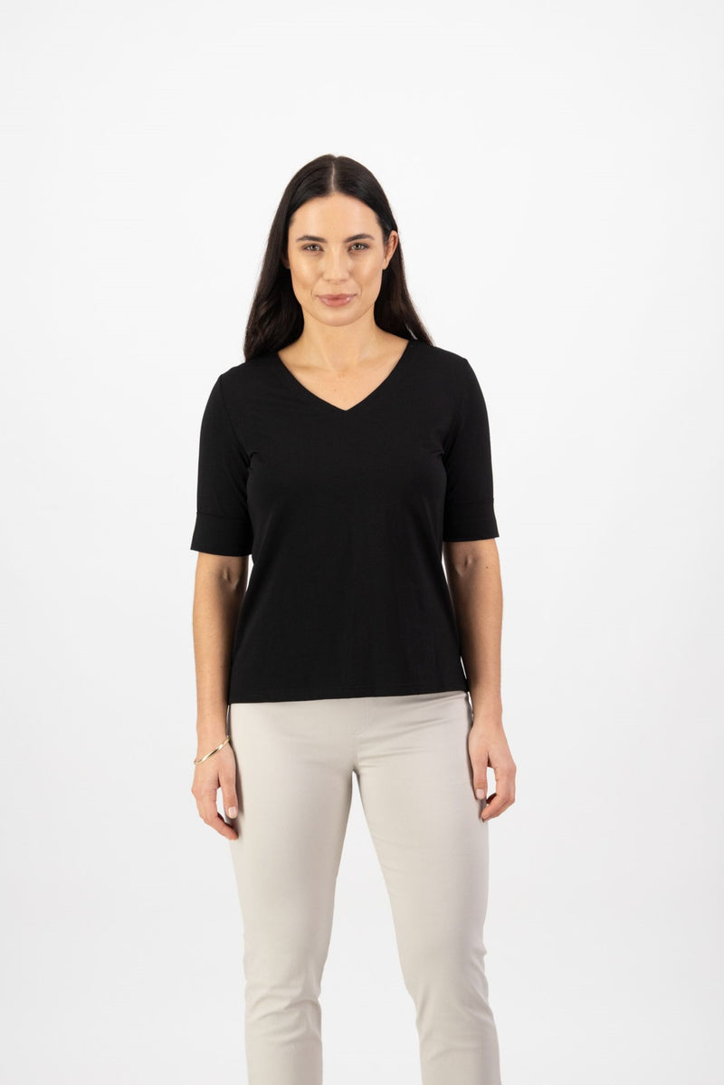 V-Neck Top - Black