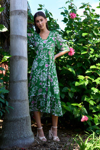 Aisha Midi Dress - Tea Leaf Multi